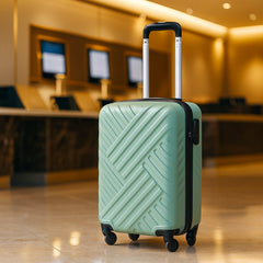 Open 3-piece luggage set showing spacious interior with mesh pockets