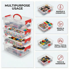 4-layer storage box transparent open showing multiple compartments India