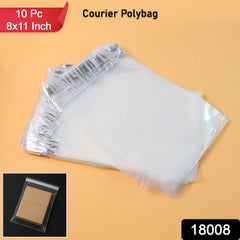 Close-up of tamper-proof adhesive strip on courier bag