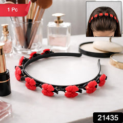 Decorative Floral Headband with Built In Mini Claw Clips Hair Band 1 Pc
