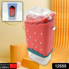 Side view of cute sicle shaped water bottle with straw