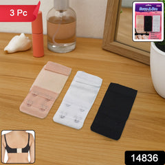 Set of three 2-hook bra extenders laid out