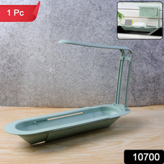 Adjustable kitchen sink organizer stand with cleaning tools