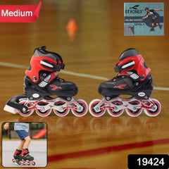 Adjustable inline skating shoes with safety straps and aluminum frame