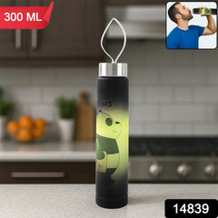 Cute Cartoon Printed Plastic Water Bottle (300 ML / 1 Pc)