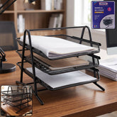 Heavy duty metal 3-tier organizer rack with black finish