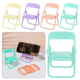 Chair-shaped mobile stand holding a smartphone