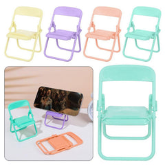 Chair-shaped mobile stand holding a smartphone