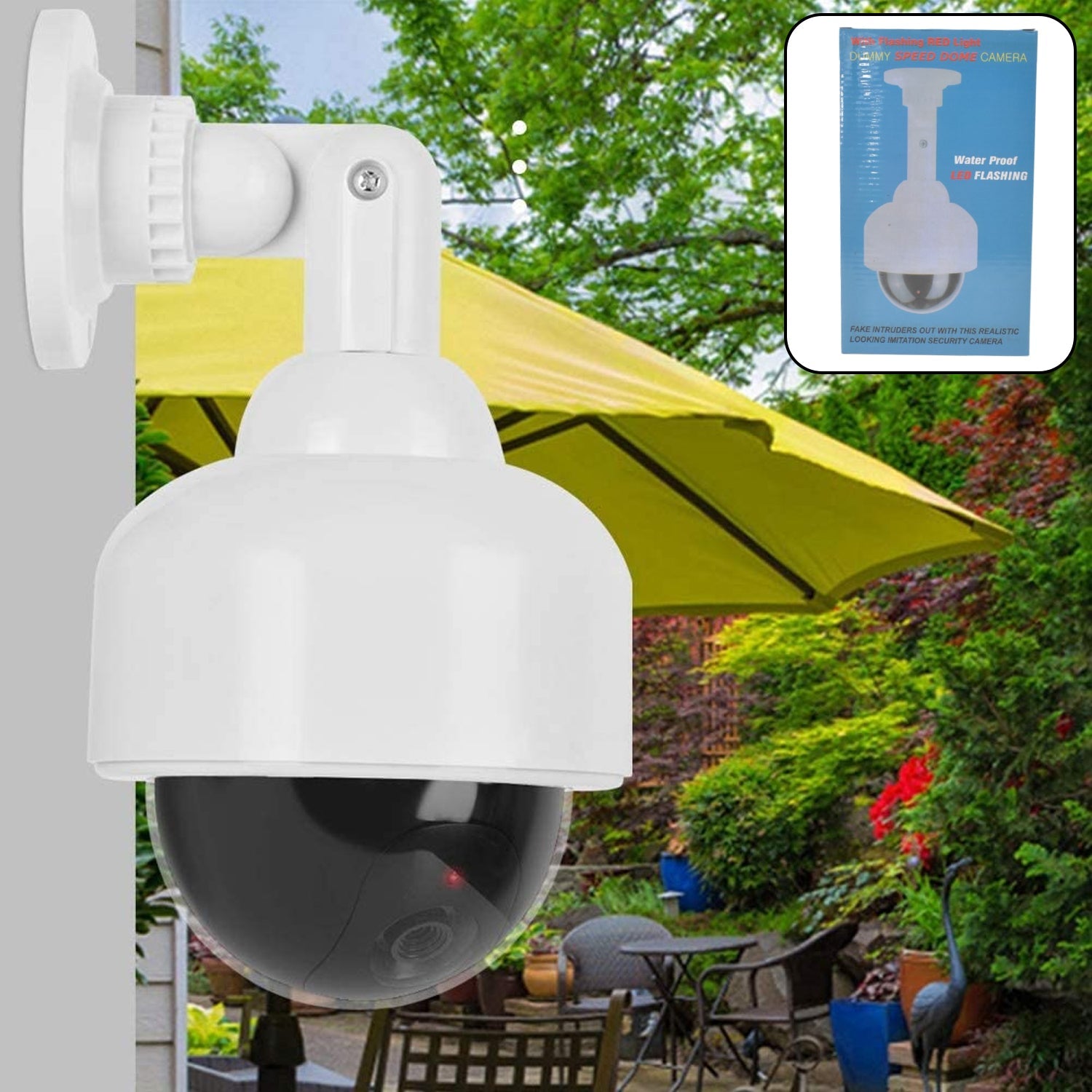 Realistic Dummy CCTV Camera with Flashing Red LED Light