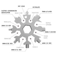 Multi-tool features including box cutter and hex wrenches