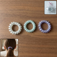 Soft Stretchable Glitter Spiral Coil Hair Bands Set 3 Pc