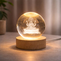 Engraved crystal ball table lamp