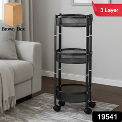 3-Tier Round Metal Mesh Storage Cart