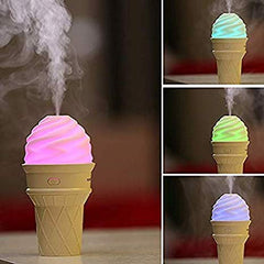 Close up of ice cream design LED humidifier glowing