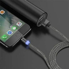 Magnetic Charging Cable 3 in 1 Metal Magnetic Micro USB Type C Lighting Cable with LED, Multiple Charging Adapters for All Android and all Smartphones (Compatible with All Android and iPhone Smartphones, Tablet, PC, Mobile