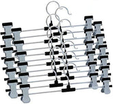 Close-up of hanger clips adjusted for pants