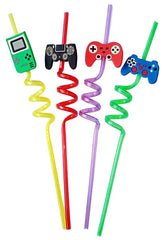 Reusable plastic straws with cartoon truck decorations