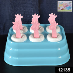 Giraffe shape ice molds filled with mixture ready to freeze