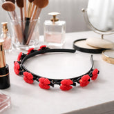Decorative Floral Headband with Built In Mini Claw Clips Hair Band 1 Pc