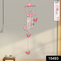 Close-up of Butterfly Bell Wind Chimes with colorful details