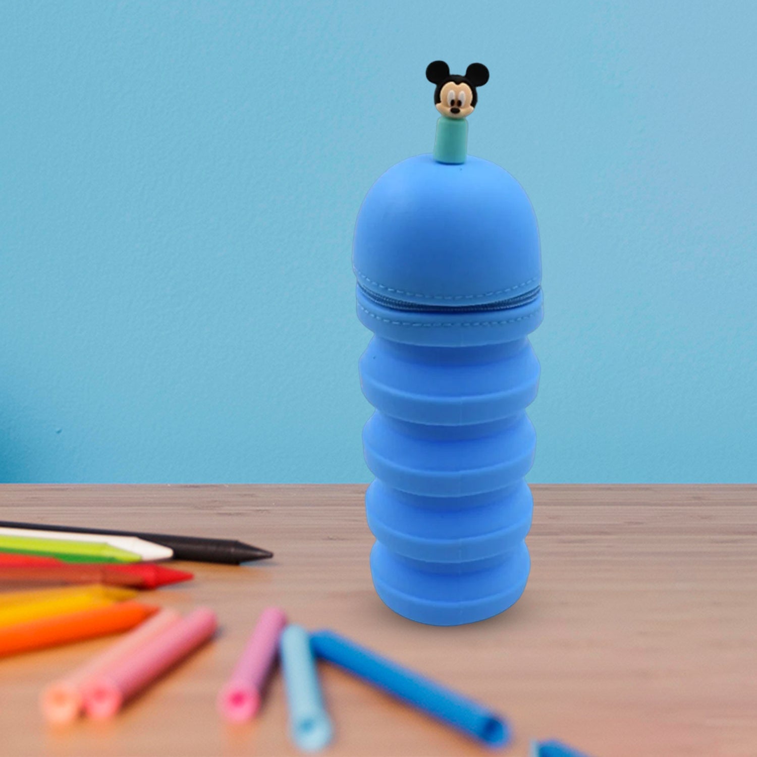 Silicone telescopic pencil case with zipper closure