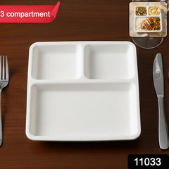 White Plastic Compartment Dinner Plate