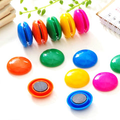 Close-up of round magnetic buttons