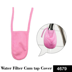 Cotton water filter cover placed on tap.