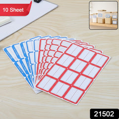 Set of multiple sheets of label stickers displayed