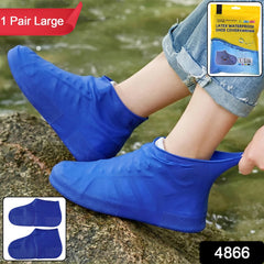 Silicone Waterproof Shoe Cover Reusable Non-Slip Rain Boot Protector (1 Pair Large)