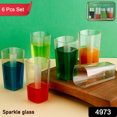 Pack of 6 transparent square design wine tumblers