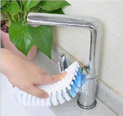 Flexible plastic cleaning brush angled for cleaning