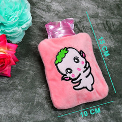Pink Cartoon Hot Water Bag showing cap and rubber bottle