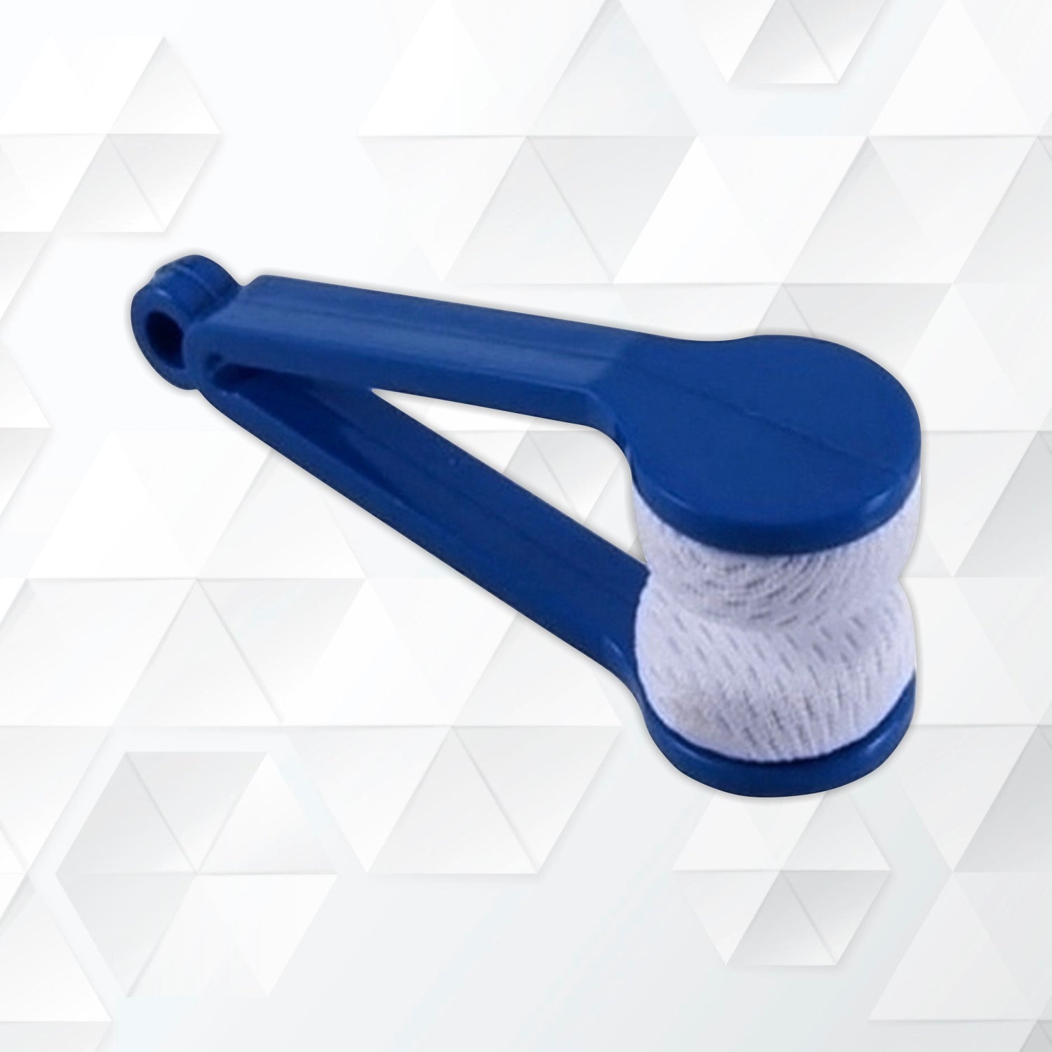 Mini microfiber eyeglass cleaner in action, cleaning lenses.