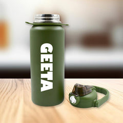 Customize Stainless Steel Water Bottle with Straw, Strap & Handle Vacuum Insulated Thermos Flask Double-Walled Coffee Thermos Flask Leak-proof Water Bottle for Sports, Fitness, Gym (1500ML)