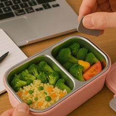 Side view of the BPA-Free lunch box with locked lid