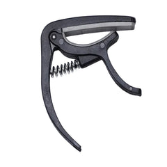 Guitar capo clamped on acoustic guitar neck