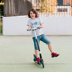 Folded compact kids scooter for easy transport
