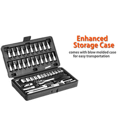 DeoDap 46pcs Metal Socket Set (Black, 46pcs) - scale and size reference