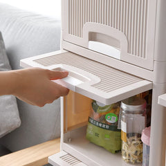 Close up of drawer handles on Foldable Storage Cabinet