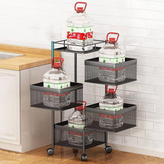 Side view of rust-resistant metal kitchen organizer trolley