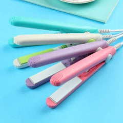 Mini ceramic hair styler straightener and curler