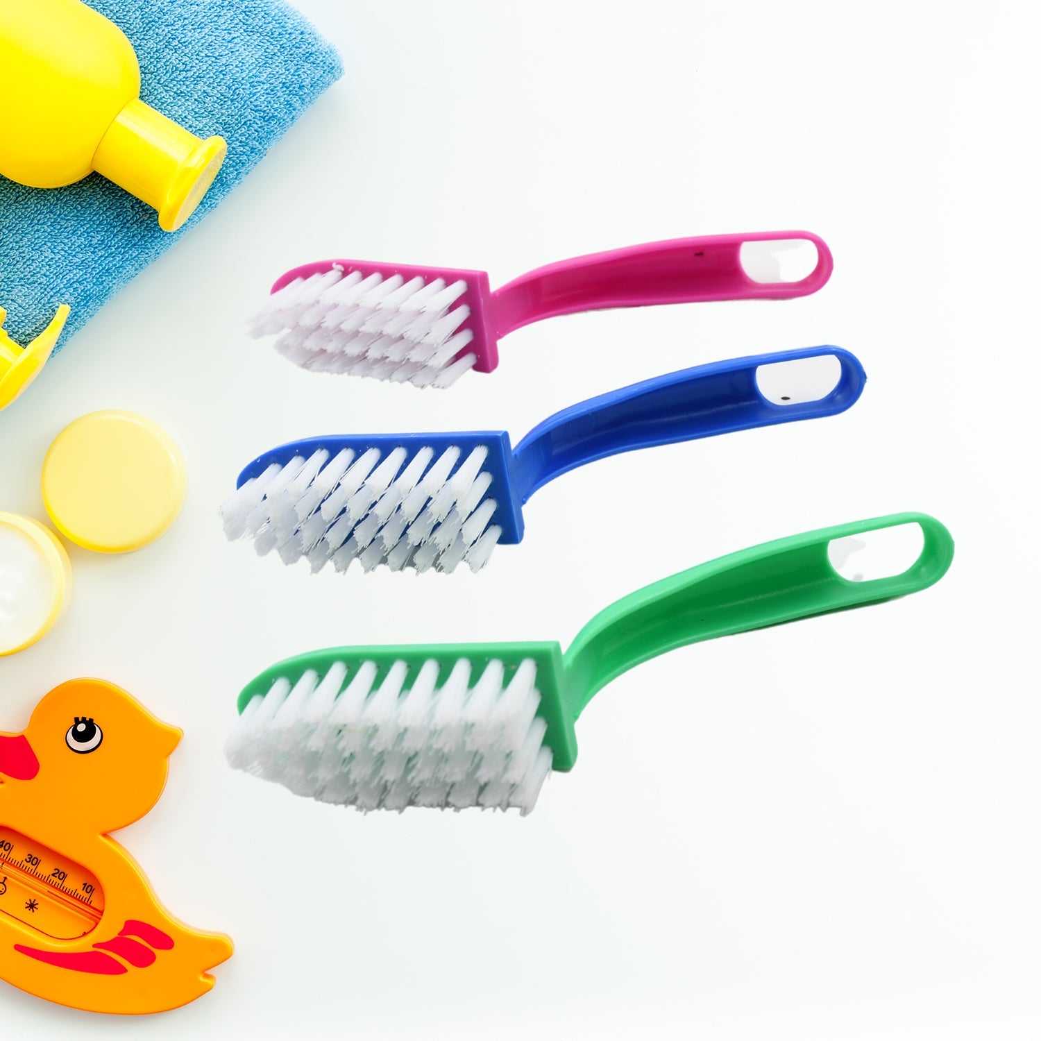 Set of three multi-purpose kitchen cleaning brushes for fish & vegetables.