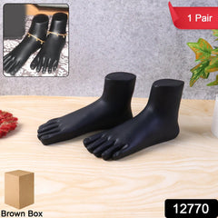 Black foot mannequin display pair side view India