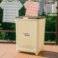 DeoDap Large Foldable Laundry Basket Wheels - main