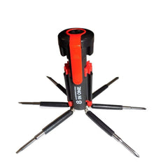 Compact 8-in-1 screwdriver kit featuring LED torch