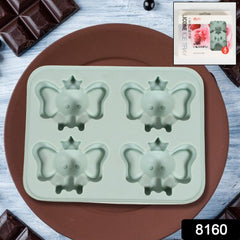Silicone Cartoon Shape 4 Grid Ice Cube Tray for Fridge 1 Pc
