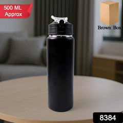 Stainless Steel Water Bottle with flip-top lid and silicone straw