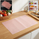 Transparent fridge shelf mat protecting shelves