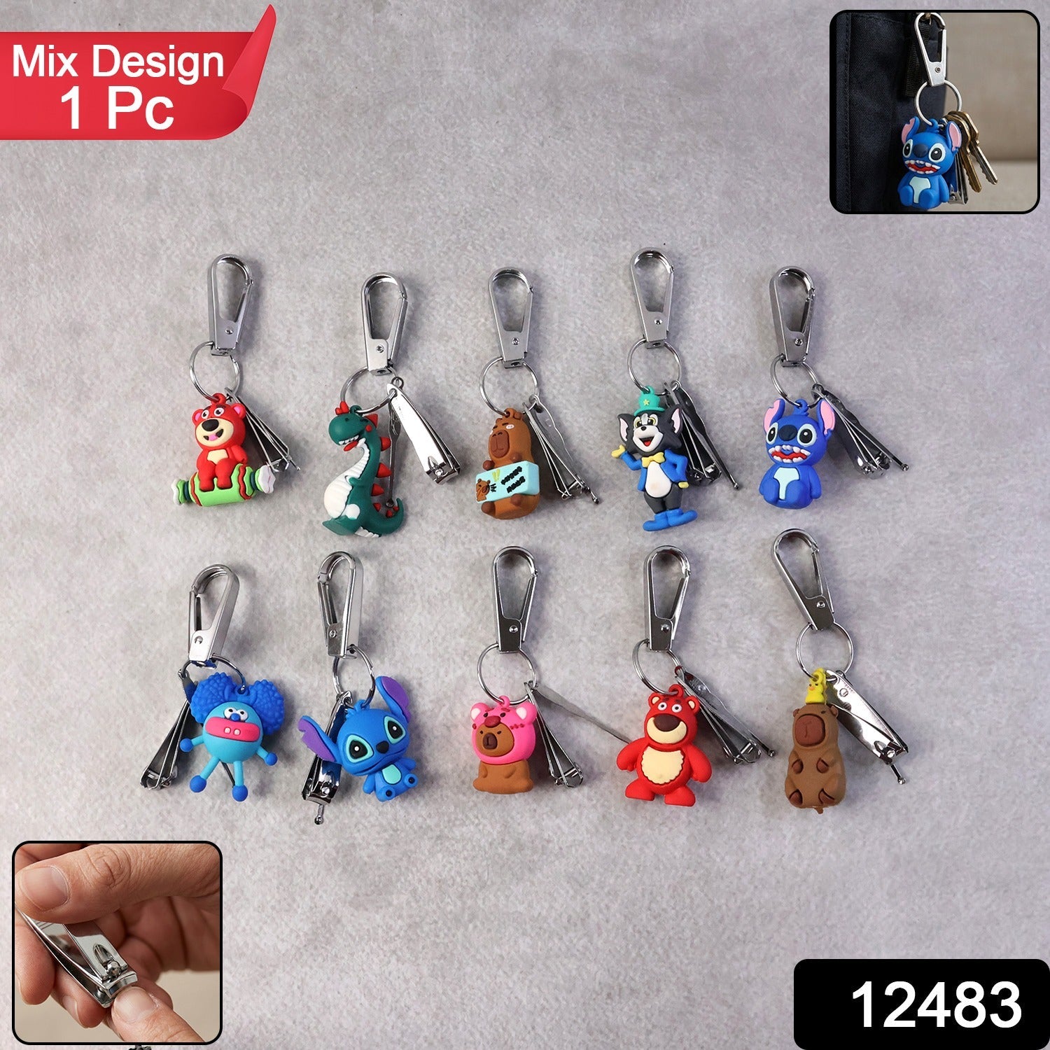 Nail Cutter Mini Clipper with Cartoon Keychain